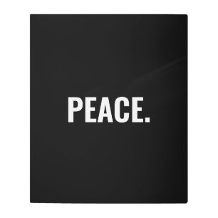 平和白黒文字ミニマルアンチ戦争 メタルプリント