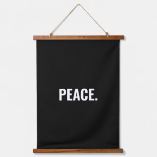平和白黒文字ミニマルアンチ戦争 吊り下げ型タペストリー