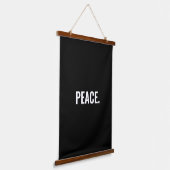 平和白黒文字ミニマルアンチ戦争 吊り下げ型タペストリー (傾斜あり)