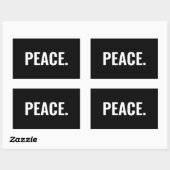 平和白黒文字ミニマルアンチ戦争 長方形シール (シート)