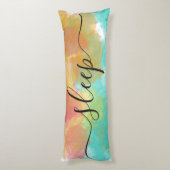 平和的なスリープコーラルイエローターコイズウォーターカラー ボディピロー (裏面 (縦))