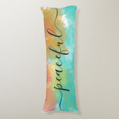 平和的なスリープコーラルイエローターコイズウォーターカラー ボディピロー (正面縦)