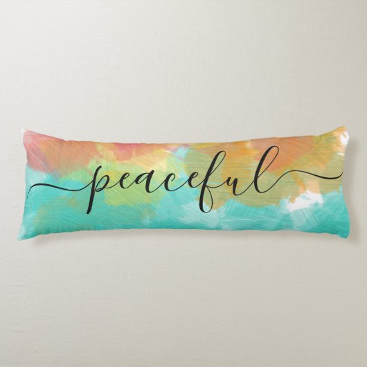 平和的なスリープコーラルイエローターコイズウォーターカラー ボディピロー (正面)