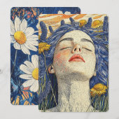 平和的なドリーム青いヘアラベンダー 招待状 (正面/裏面)