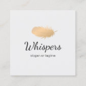 平和的なバラ金ゴールド羽毛ロゴ スクエア名刺 (正面)