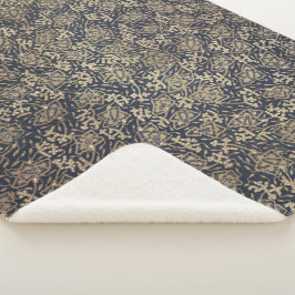 平和的なブルー&クリームろうけつ染めシェルパブランケット シェルパブランケット