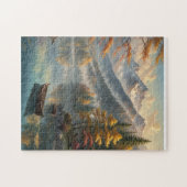 平和的な山の湖の秋 ジグソーパズル (横)