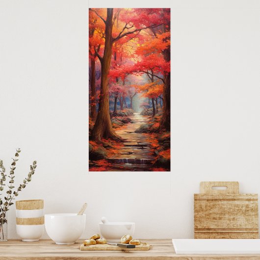 平和的な散歩秋の公園ファインアート ポスター (キッチン)