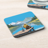 平和的な朝の魚釣りから波止場 コースター (左側)