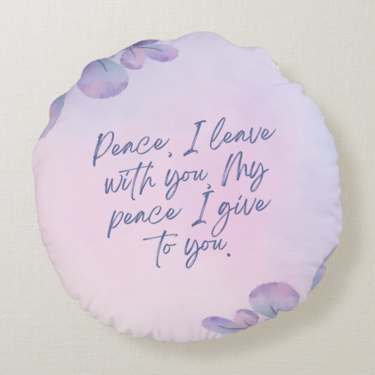 平和的な水彩フローラ枕デザイン ラウンドクッション (裏面)