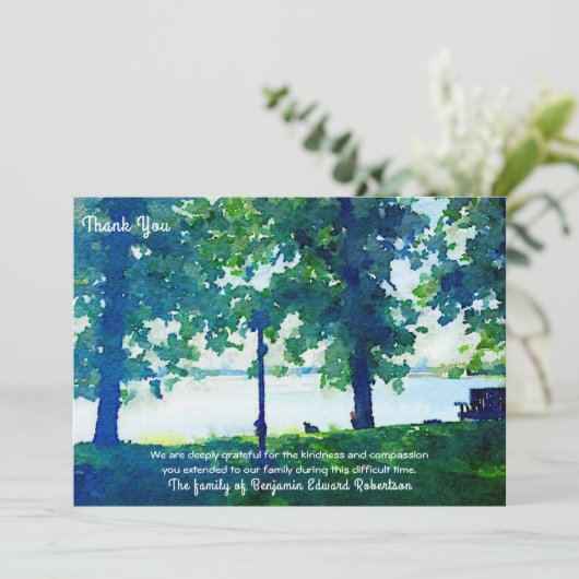 平和的な湖のシーン – 悔やみや弔慰サンキューカード 招待状 (スタンド正面)