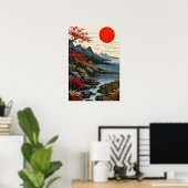 平和的な風景装飾 山と森 🌲 ポスター (ホームオフィス)