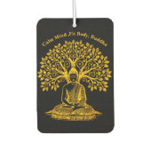 平和的に瞑想する木の下の金仏 カーエアーフレッシュナー (正面)