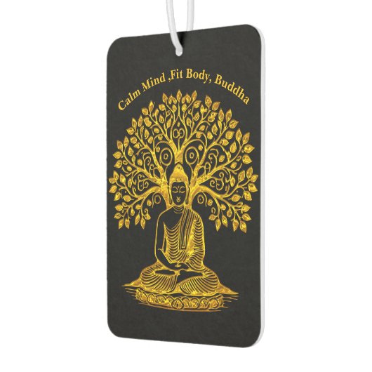 平和的に瞑想する木の下の金仏 カーエアーフレッシュナー (左)