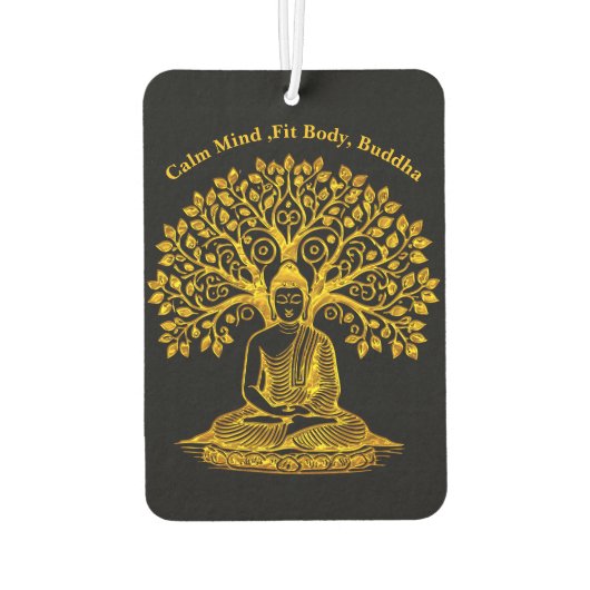 平和的に瞑想する木の下の金仏 カーエアーフレッシュナー (裏面)