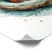 平和的キツネ休息ネストウォーターカラーイラストレーション ポスター (角)