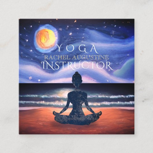平和的ヨガメディテーション月明かりの空海ビーチ スクエア名刺 (正面)
