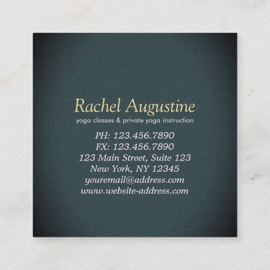 平和的ヨガメディテーション月明かりの空海ビーチ スクエア名刺 (裏面)