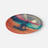 平和的ヨガメディテーション月明かりの空海ビーチ ペーパープレート (アングル)