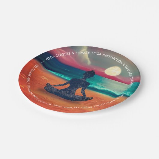 平和的ヨガメディテーション月明かりの空海ビーチ ペーパープレート (アングル)