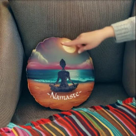 平和的ヨガメディテーション月明かりの空海ビーチ ラウンドクッション