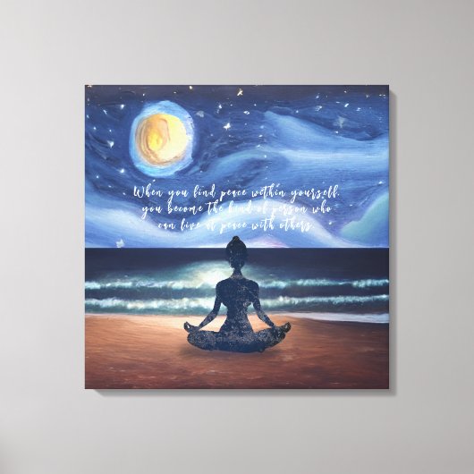 平和的ヨガメディテーション月明かりの空海引用文 キャンバスプリント (正面)