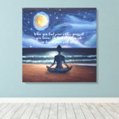 平和的ヨガメディテーション月明かりの空海引用文 キャンバスプリント (インサイチュ (ウッドフロア))