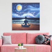 平和的ヨガメディテーション月明かりの空海引用文 キャンバスプリント (インサイチュ (リビング))