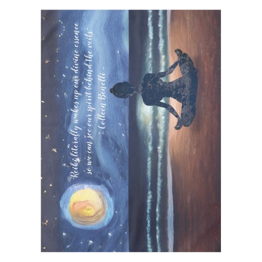 平和的ヨガメディテーション月明かりの空海引用文 テーブルクロス (正面)