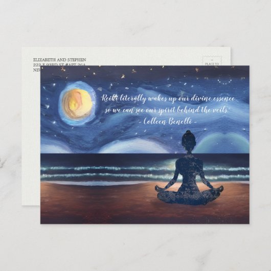平和的ヨガメディテーション月明かりの空海引用文 ポストカード (正面/裏面)