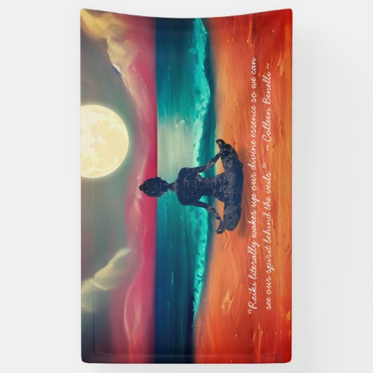 平和的ヨガメディテーション月明かりの空海引用文 横断幕 (縦)