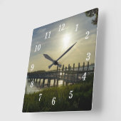平和的夕べアットクーパーリバーウォールクロック スクエア壁時計 (傾斜)
