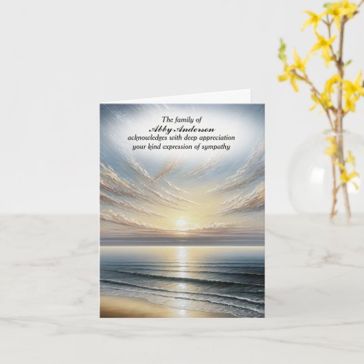 平和的海モーニング悔やみや弔慰サンキューカード カード (黄色い花)