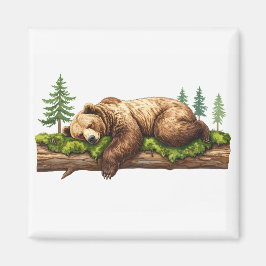 平和眠るクマの水のカラーイラストレーション マグネット