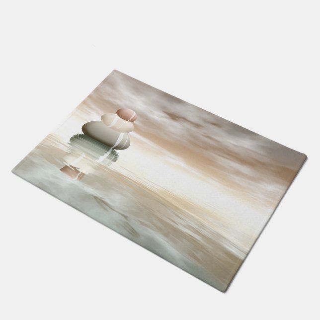 平和石 – 3D 描写 ドアマット (アングル)