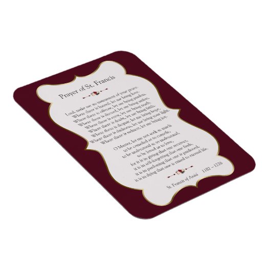 平和祈りの言葉の聖フランシス・ゴールデンフレーム マグネット (右側)