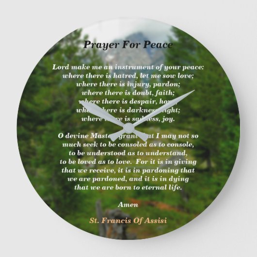 平和祈りの言葉 ラージ壁時計 (正面)