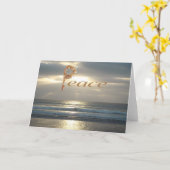 平和穏やかな海の写真によって手作りされる貝殻 カード (黄色い花)