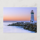 平和穏やかな海岸単純化されたライトハウスアート ポストカード (正面)