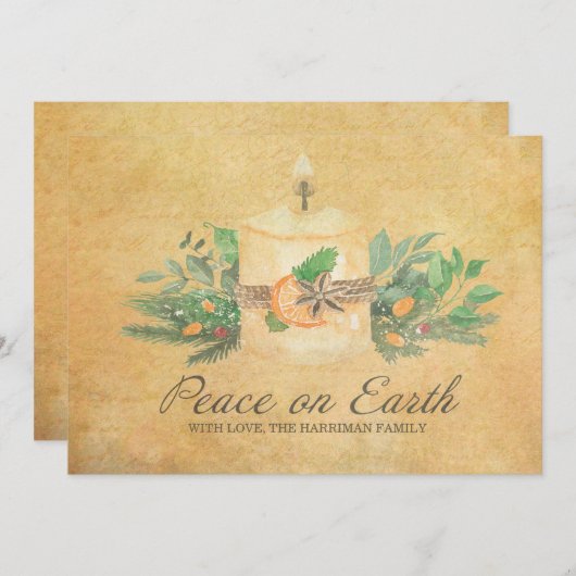 平和素朴オンアース・キャンドル冬季植物学 シーズンカード (正面/裏面)