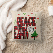 平和素朴オン・アース・バッファロー・プレイド・クリスマス クッション (ブランケット)