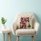 平和素朴オン・アース・バッファロー・プレイド・クリスマス クッション (椅子)