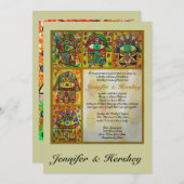 平和結婚式招待状の金Hamsa及び鳩 招待状 (正面/裏面)