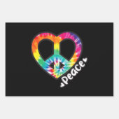 平和絞り染めヴィンテージハートヒッピーレトログルーヴィ ラッピングペーパーシート (正面)