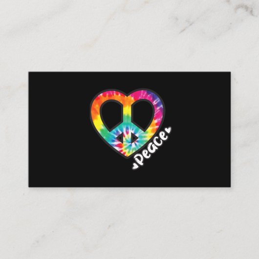 平和絞り染めヴィンテージハートヒッピーレトログルーヴィ 名刺 (正面)