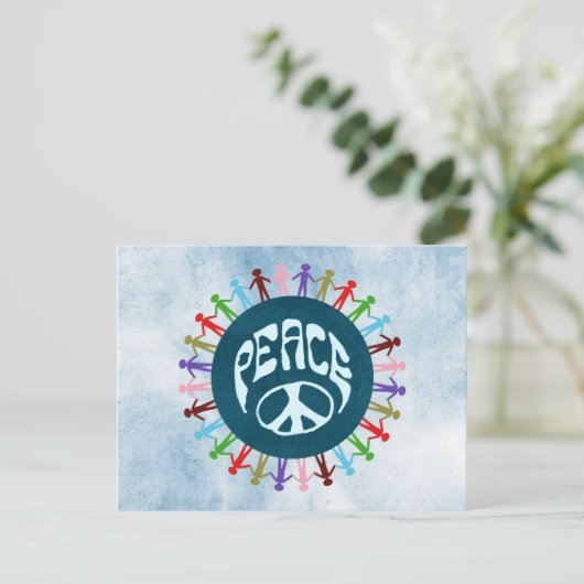 平和統一されたのシンボルとして世界中の人々 ポストカード (スタンド正面)