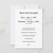 平和葬儀の発表の残り 案内状 (裏面)