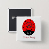 平和虫の正方形ボタンの白 缶バッジ (正面&裏面)
