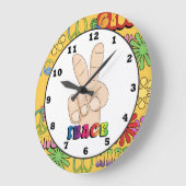 平和記号ヒッピーの壁時計 ラージ壁時計 (傾斜)