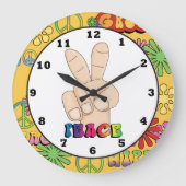 平和記号ヒッピーの壁時計 ラージ壁時計 (正面)